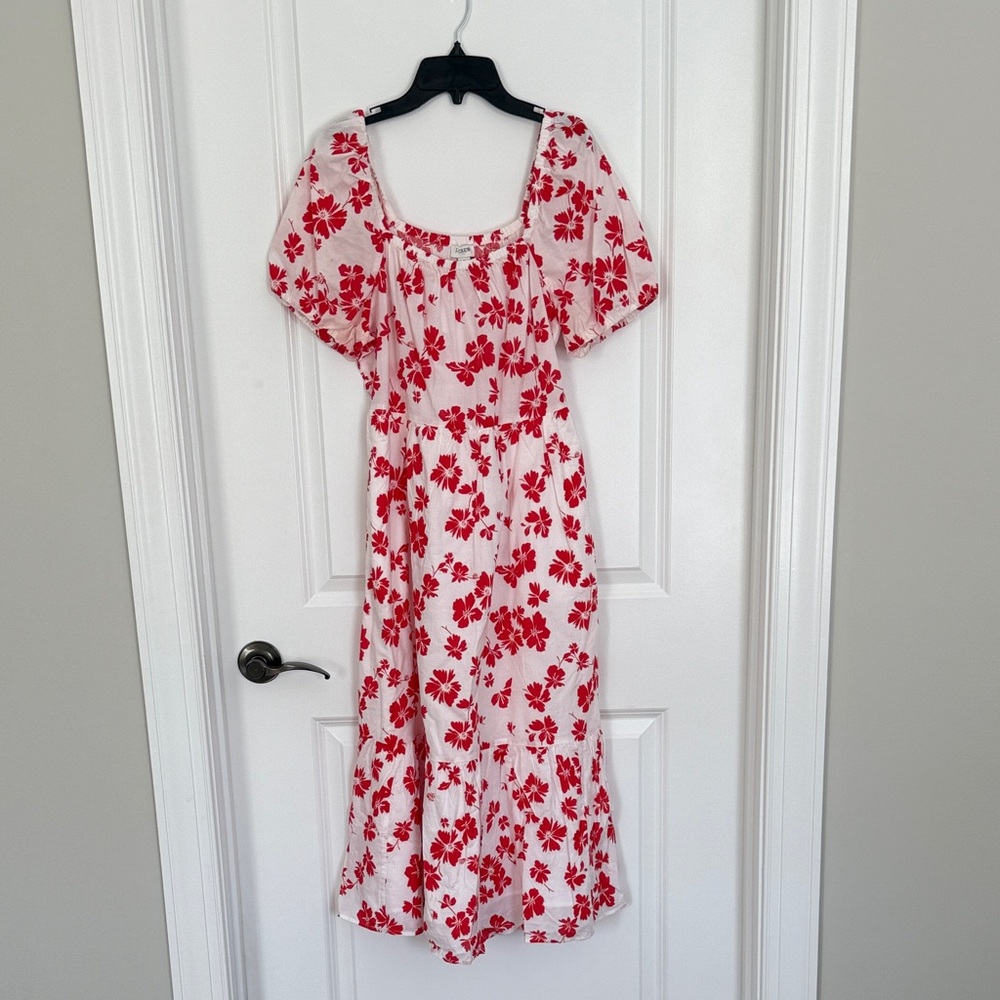 J. Crew Puff Sleeve Midi Dress in Cherry Blossom Print